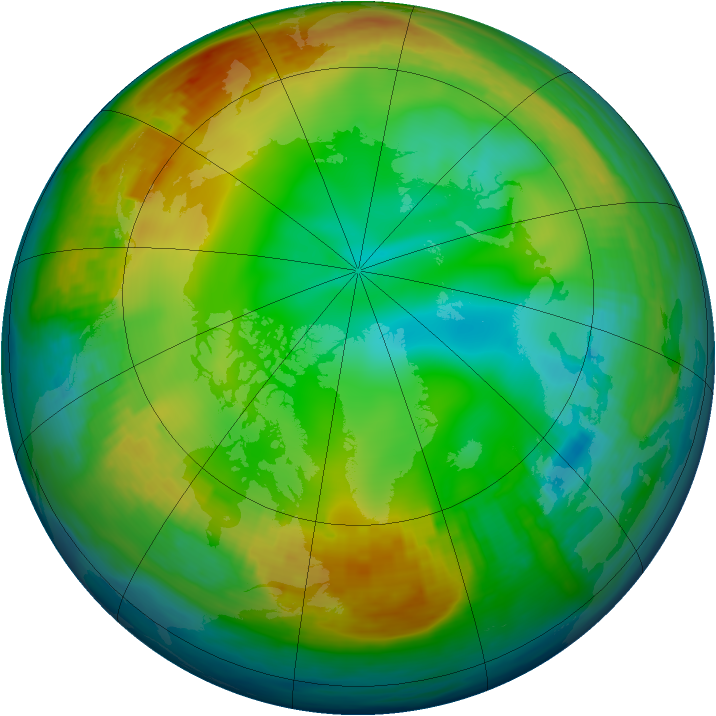 Arctic ozone map for 30 December 1989